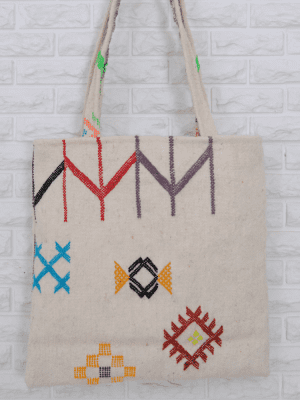 berber wool rug bag - vintage kilim wool bag