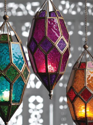 Moroccan Style Glass Lanterns | hanging colourful glass lamp