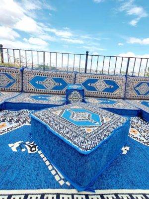 U Shaped Palace Blue Arabic Sofa Set