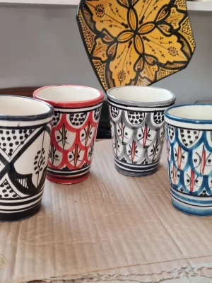 Vintage Moroccan Ceramics Cups - Lot of 4 Cups