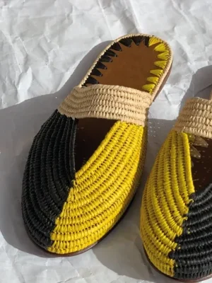 Moroccan Slippers, Handmade slippers, Raffia shoes