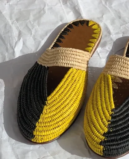 Moroccan Slippers, Handmade slippers, Raffia shoes